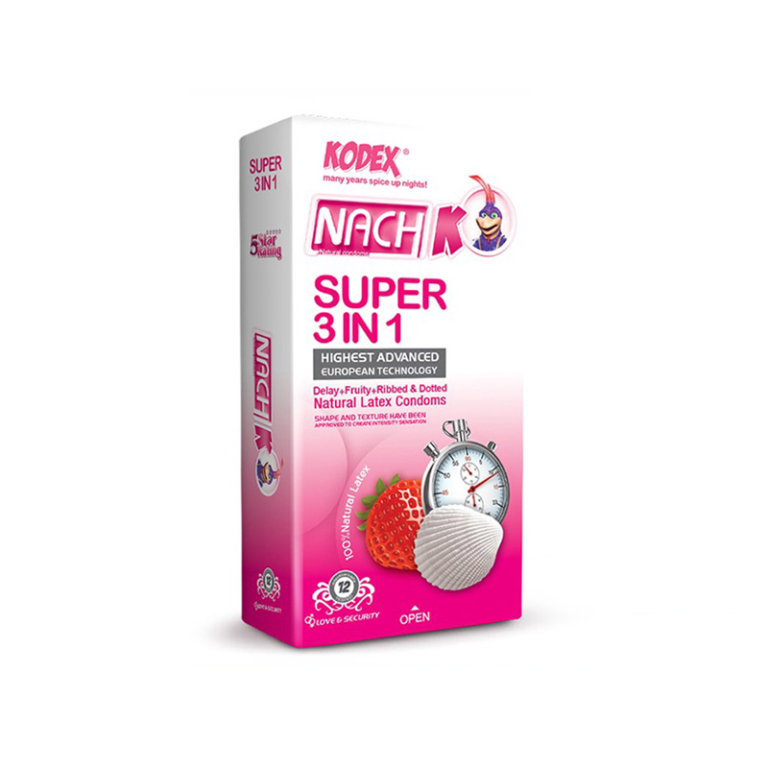 کاندوم سوپر 3 کاره 12 عددی ناچ کدکس – Nach Kodex Super 3 in 1 Condom 12 pcs