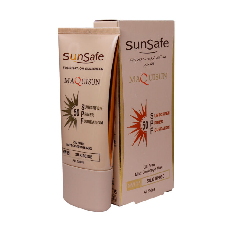 کرم ضد آفتاب کرم پودری و پرایمری فاقد چربی SPF50 بژ ابریشمی 40 میلی لیتر سان سیف – SunSafe SPF50 Primer & Foundation Sunscreen Silk Beige 40 ml