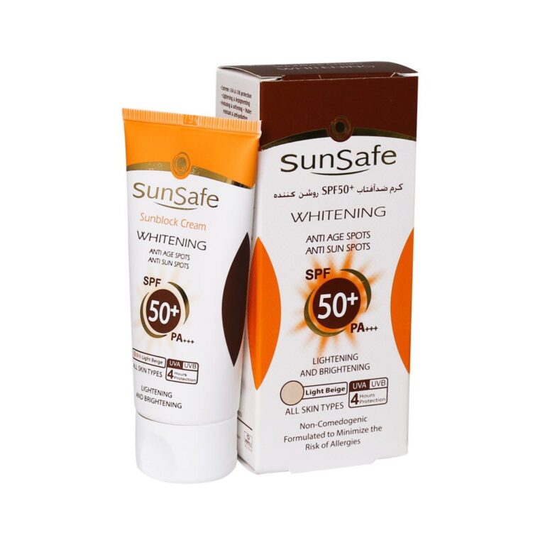 کرم ضد آفتاب روشن کننده SPF50 بژ روشن 50 میلی لیتر سان سیف – SunSafe Whitening Sunscreen Cream Light Beige 50 ml